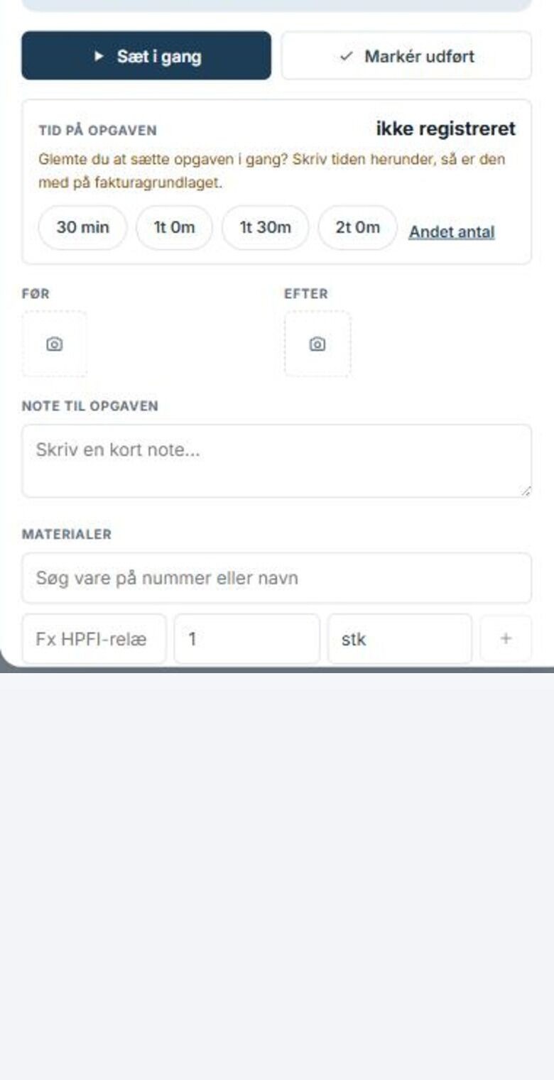 Opgaven med tid og foto